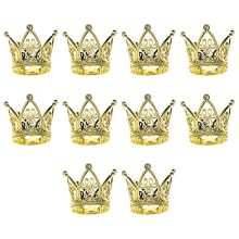 10Pcs Mini Crown Princess Topper Crystal Children Hair Ornaments for Wedding Birthday Party Cake Decorating Tools Golden