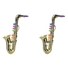 2X Saxophon 8 Farbige Tasten Metallic Simulation Requisiten Spielen Mini Musical für Kinder Geburtstag Spielzeug Gold