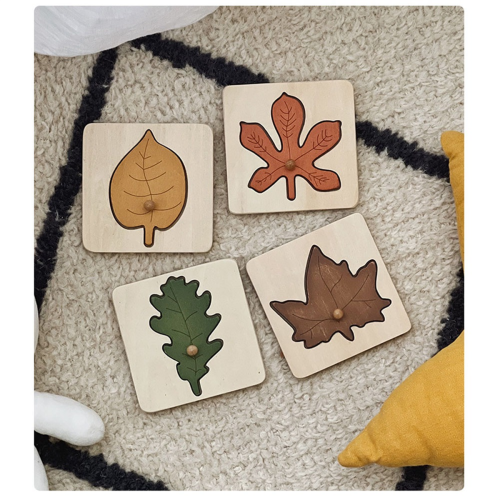 Tree Puzzle Wooden Leaf Hand Scratch Board Jigsaw Early Education Cognitive Panel Teaching 2