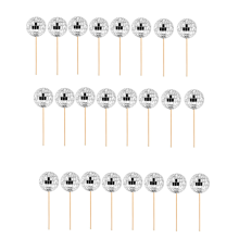 24 PCS Disco Ball Cupcake Toppers Picks Reflective Mirror Cake Decorations Silver
