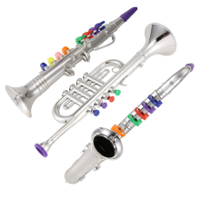 3-teiliges Musikinstrumenten-Spielzeug für Kinder, Klarinette, Saxophon, Trompete, Blas- und Blechblasinstrumente, Combo für Kleinkinder
