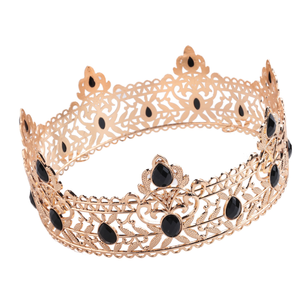 Crown for Men, Birthday Crowns Men Boys Vintage with Black Rhinestone,-image-OPC-PJQM7NT-NEW