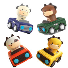 Press and Go Car Toys for Toddlers, 4 Pack Animal Vehicles for Boys Age 3-5, Friction Powered Push Cars, Easter Gift
