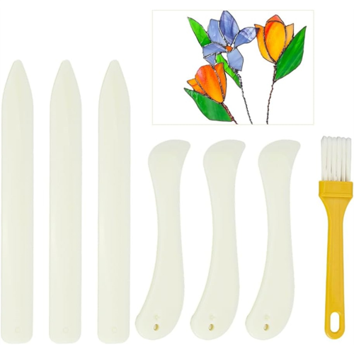 7Pcs Stained Glass Plastic Burnisher Bone Foiler Holder