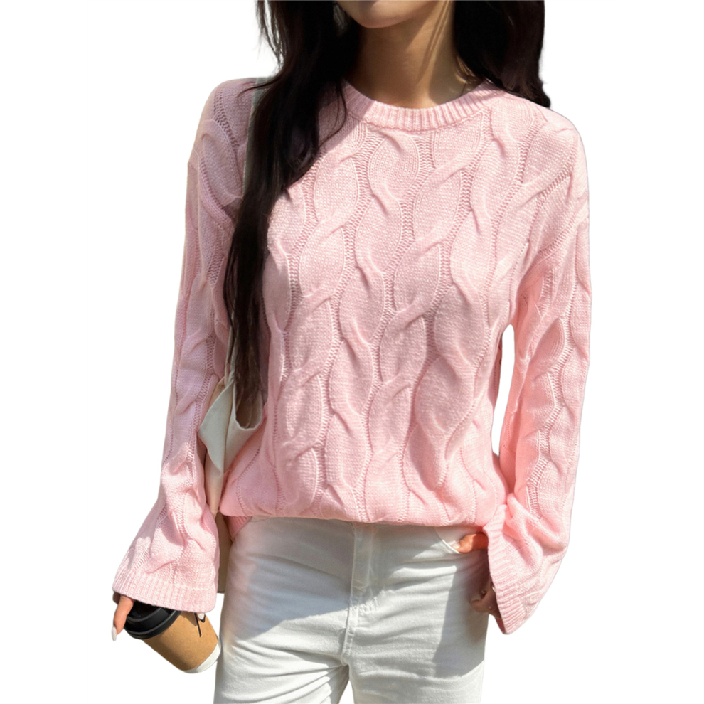 Women Long Sleeve Sweater Pink M-image-OPC-PJQMVRN-NEW