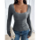 Square Neck Ribbed Knit Basic Teen Grey XL 7