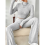 Womens Cute Long Sleeve Lounge Set Light Gray L 9