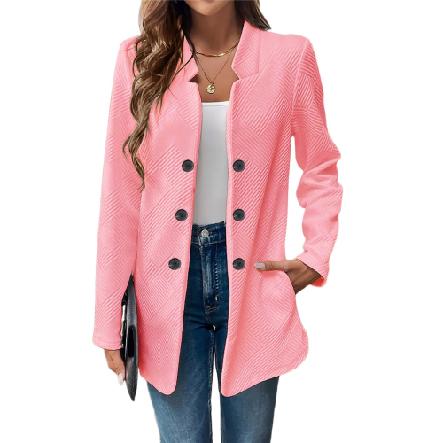 Women's Stand Collar Jacket Pink L 1