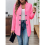 Women's Stand Collar Jacket Rose Red L 8