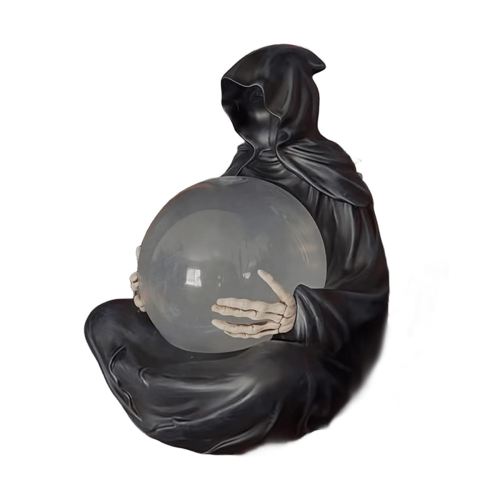 Grim Reaper Statue with Flying Bats Crystal Ball 1