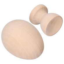 Wood Easter Egg Fake Set with Egg Cup Holder for DIY Decoration & Crafting