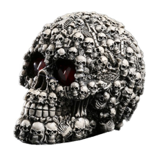 Handmade LED Eyes Resin Skull Head Statues Figurines