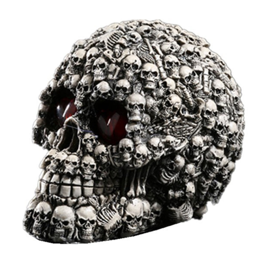 Handmade LED Eyes Resin Skull Head Statues Figurines 1