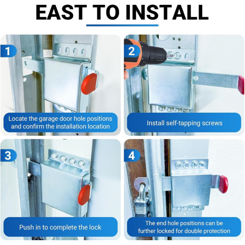 Heavy Duty Garage Door Lock, Galvanized Steel Locking 2