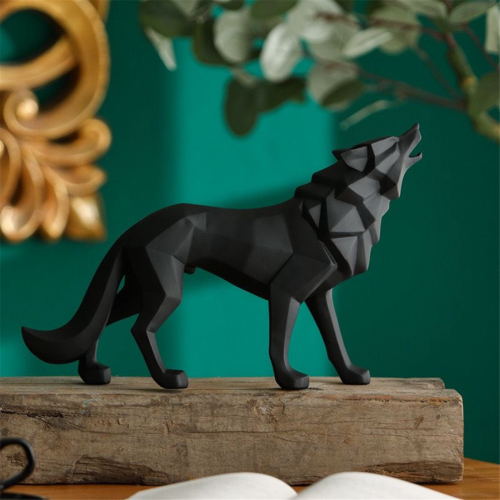 Wolf Statue Animal Figurine Sculpture Decoration Accessories Silver 2
