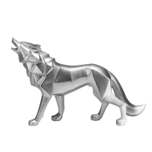 Wolf Statue Animal Figurine Sculpture Decoration Accessories Silver