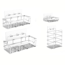 5-pcs rust- stainless steel shower racks
Drill-free adhesive bathroom organizer