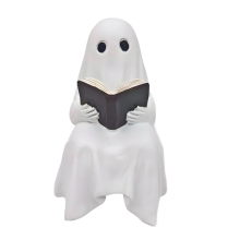 Halloween Ghost Reading Figurine -Resin Crafted Statue for Home Decor