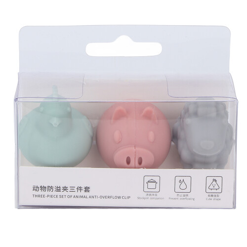 3 pièces de clips de levage de couvercle en silicone en forme d'animal 1