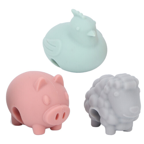 3 pièces de clips de levage de couvercle en silicone en forme d'animal