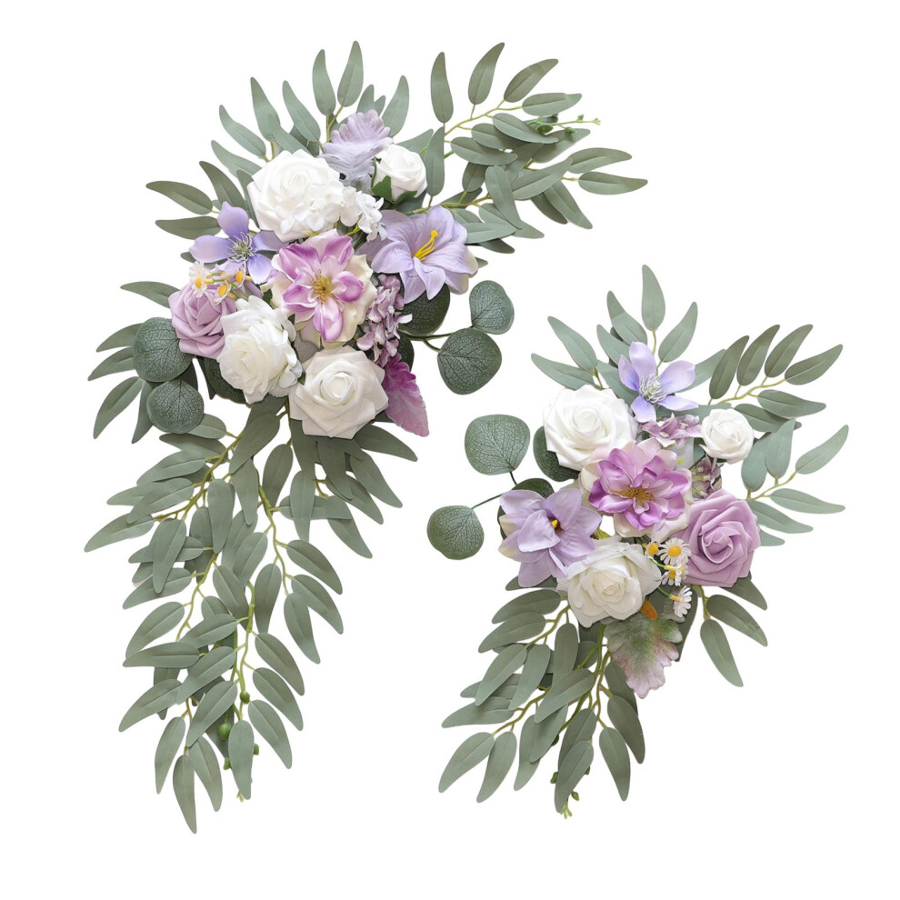 (Purple, 60x40cm 40x30cm) 2Pcs Wedding Arch Flowers Artificial Flower Swag for Reception-image-OPC-PJQNDC9-NEW