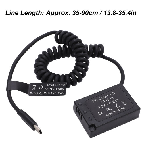 Type C Dummy Battery DC Adapter for Camera RP 760D 750D 800D, 8.4V 2A 2