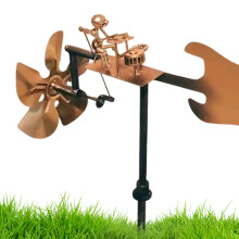 Drummer Windmill Garden Decoration Weather Vane Metal Retro Steampunk Sculpture for Outdoor Patio Lawn Backyard