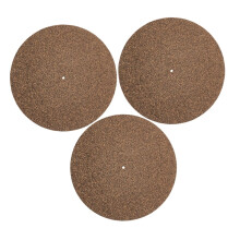 Cork Record Player Mat Set of 3 for Turntable Vinyl Records Soft Black Slipmat Universal Fit 12 Inch