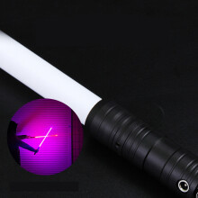 (Black) RGB 7 Colors 2-in-1 LED Light USB Rechargeable Metal Handle Dueling Sound Light Saber Cosplay Stage Props