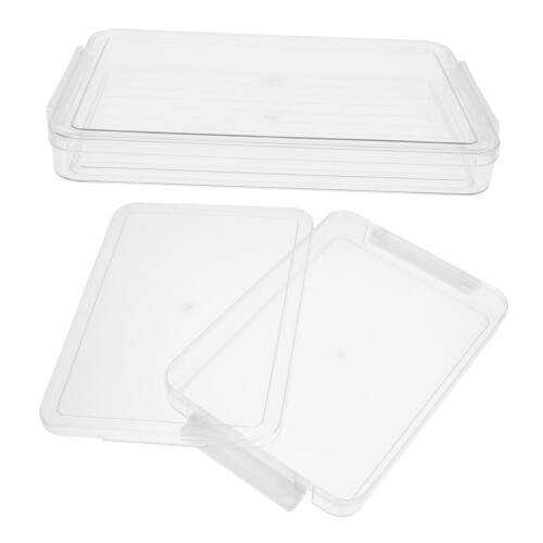 2 Pcs Plastic Box File Storage Bin with Lids, Transparent Paper Holder, Document Organizer, Craft Supply Container