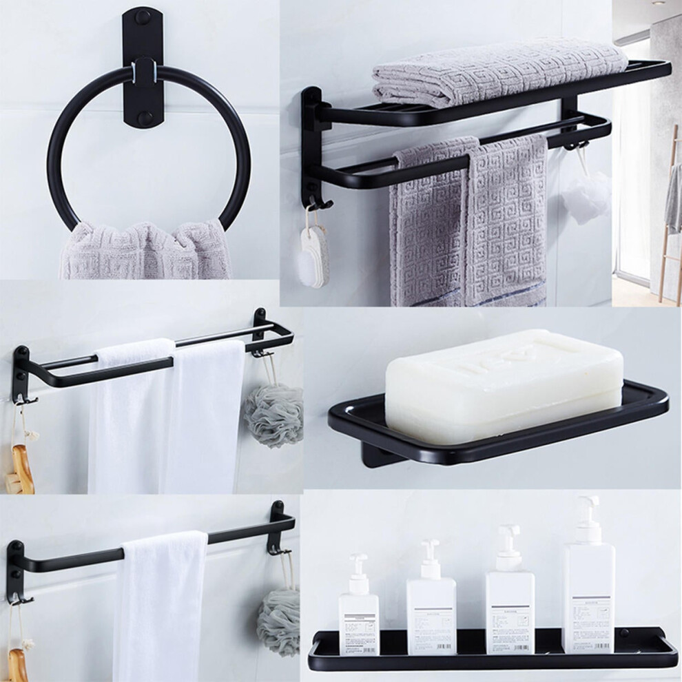 (Towel ring) Aluminum Bathroom Shower Caddy Shelf Wall-mounted Rack Organizer Towel Holder