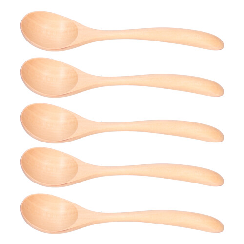 5Pcs Soup Spoon Long Handle Household Wooden 2