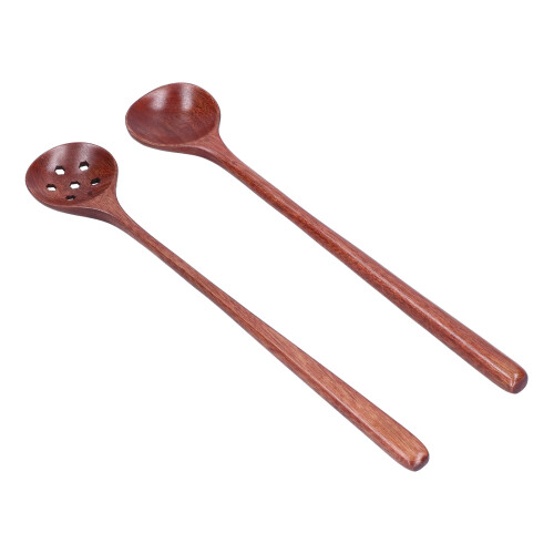 2Pcs/Set Wooden Spoon with Long Straight Handle 1