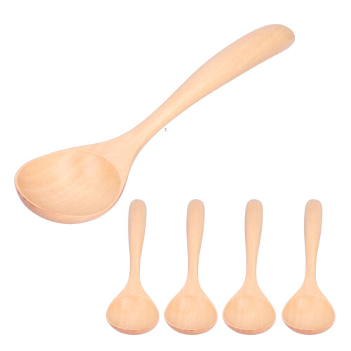 5Pcs Soup Spoon Long Handle Household Wooden 1