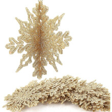 50pcs 3d Snowflake Hanging Pendant Golden Christmas Tree Decoration