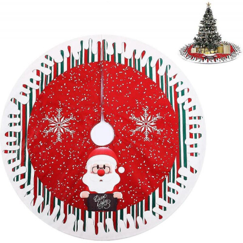 Christmas Tree Skirt with Snowflake And Santa Claus Pattern80cm