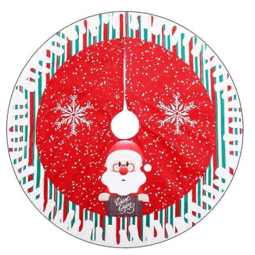 Christmas Tree Skirt with Snowflake And Santa Claus Pattern80cm 2