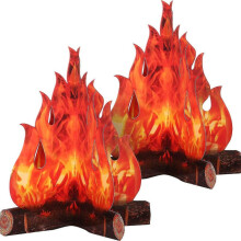 3d Flame Torch Centerpiece Cardboard Campfire Decoration Artificial Fire Fake Flame Paper Party Decoration (set Of 2)
