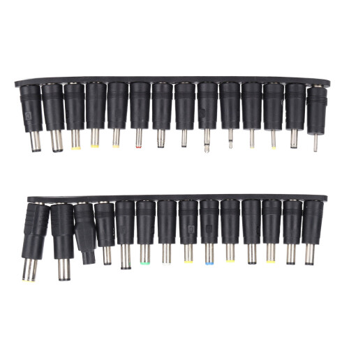 Universal Laptop Power Plug Kit, 28pcs, Black, Various Sizes 2