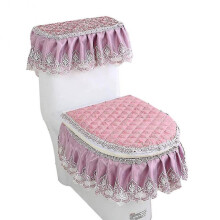 3pcs Set Toilet Seat Cover Lace Zipper Dustproof Overcoat Wc Durable Decoration Mats