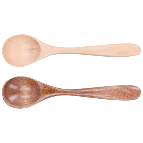 2Pcs/Set Wooden Spoon with Curved Handle Small 1