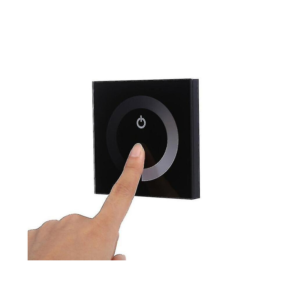 Dc 12V-24V Dimmer Switch Wall Mount Touch Panel Controller; Monochrome Led Strip Brightness Adjustable Dimmer; Touch Screen Led Dimmer Switch (Black)