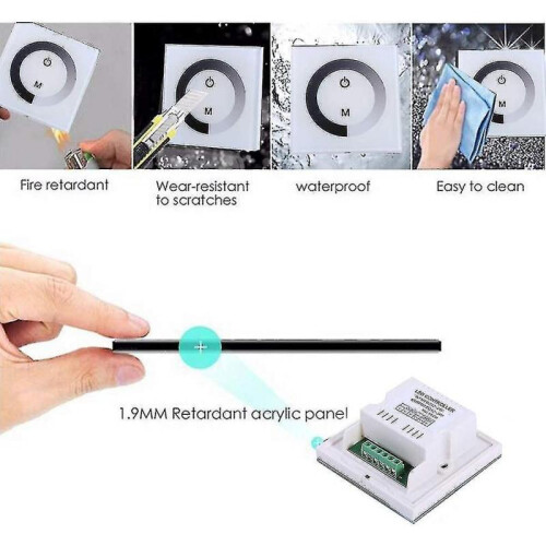Dc 12v-24v Dimmer Switch Wall Mount Touch Panel Controller; Monochrome Led Strip Brightness Adjustable Dimmer; Touch Screen Led Dimmer Switch (black) 2