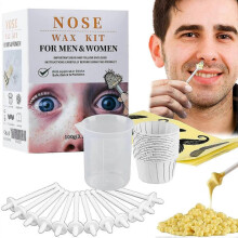 Nose Wax Kit for Men, Nose Hair Remover, 50g Wax, Ears Nose Hair Remover Wax Set with 10 Paper Cups 20 Applicators Tw