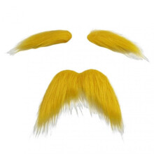 (Extra Large, 1pcs) Funny Yellow Gentleman's Mustache & Eyebrows - 3-Piece Self-Adhesive Costume Props for Masquerades, Dress-Up, and Cosplay Tw