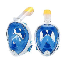 (L-XL, Blue) Otwoo Snorkel Mask Anti Fog Full Face Swimming Diving Scuba Goggle Anti Leak Protector Tw