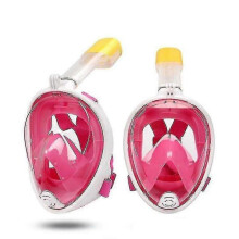 (S-M, Pink) Otwoo Snorkel Mask Anti Fog Full Face Swimming Diving Scuba Goggle Anti Leak Protector Tw