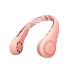 (pink)Neck Hanging Fan Portable Bladeless Lazy Neckband Cooler USB Rechargeable Fan