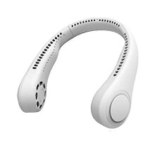 (white)Neck Hanging Fan Portable Bladeless Lazy Neckband Cooler USB Rechargeable Fan