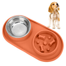 Haustierfutter- und Wasserschalen Antirutsch- und abnehmbare Doppelhaustierschalen für Hunde und Katzen Orange